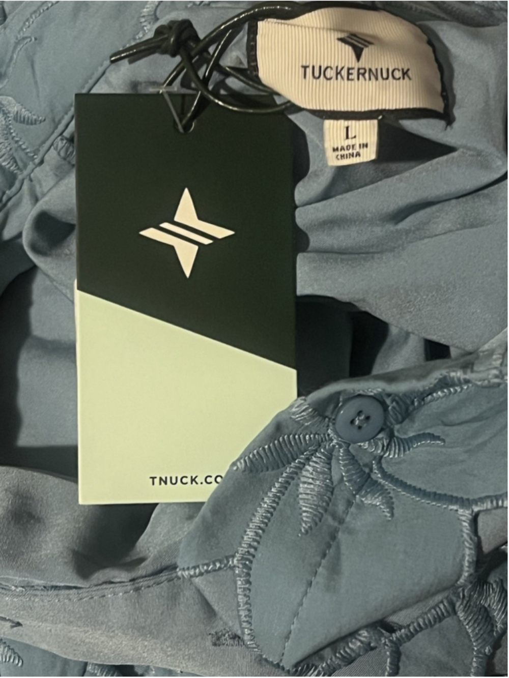 Tuckernuck Cameo Blue Collar Eyelet Mini Delaney Dress L Puff Sleeves Scallop - Picture 11 of 12